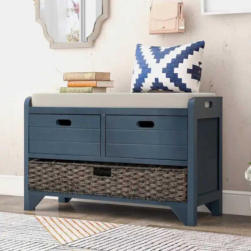 Banc de rangement capitonné polyvalent pour entrée de ferme 32 po