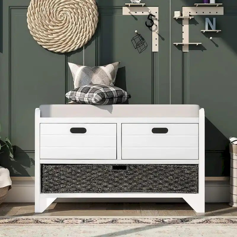 Banc de rangement capitonné polyvalent pour entrée de ferme 32 po