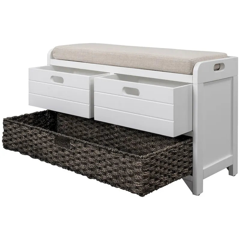 Banc de rangement capitonné polyvalent pour entrée de ferme 32 po