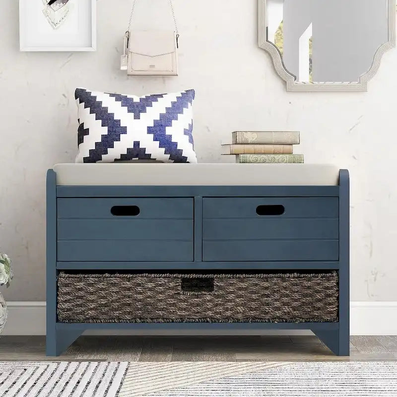 Banc de rangement capitonné polyvalent pour entrée de ferme 32 po