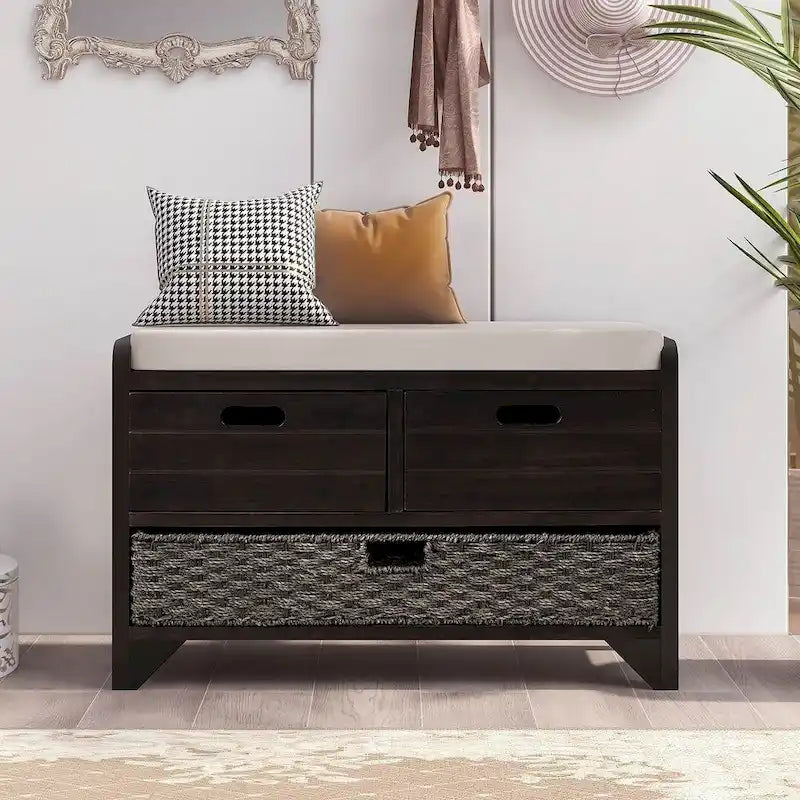 Banc de rangement capitonné polyvalent pour entrée de ferme 32 po