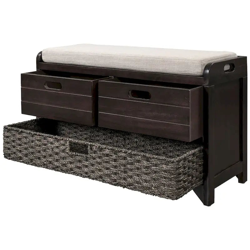 Banc de rangement capitonné polyvalent pour entrée de ferme 32 po