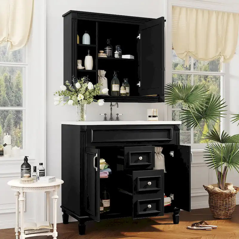 Meuble-lavabo de salle de bain de 36 po avec évier, armoire de rangement de salle de bain moderne