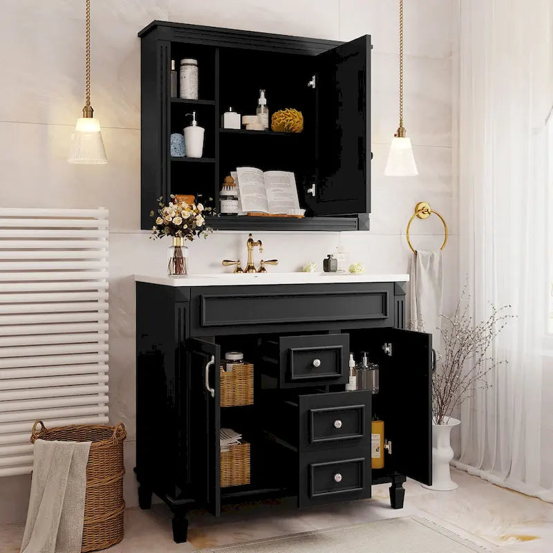 Meuble-lavabo de salle de bain de 36 po avec évier, armoire de rangement de salle de bain moderne