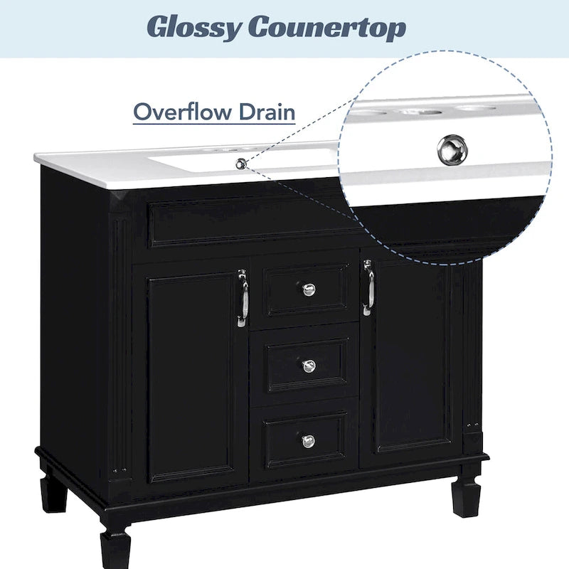 Meuble-lavabo de salle de bain de 36 po avec évier, armoire de rangement de salle de bain moderne