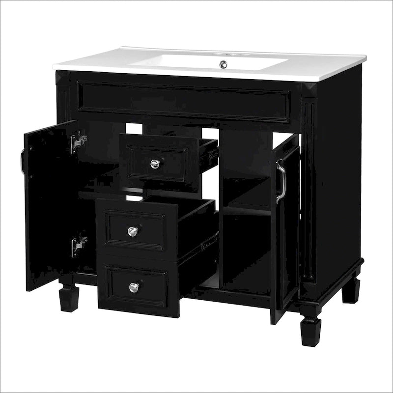 Meuble-lavabo de salle de bain de 36 po avec évier, armoire de rangement de salle de bain moderne