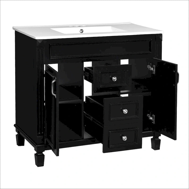 Meuble-lavabo de salle de bain de 36 po avec évier, armoire de rangement de salle de bain moderne