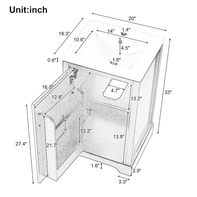 Meuble-lavabo de salle de bain avec vasque en céramique