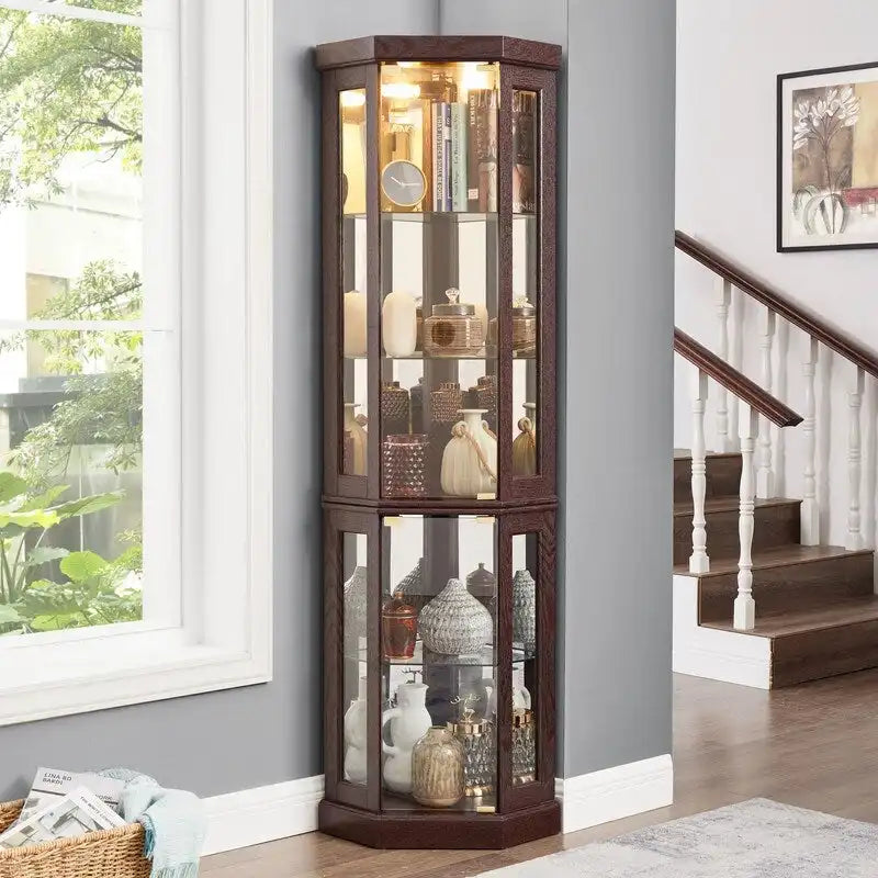Vitrine d'angle élégante avec éclairage intégré Idéale