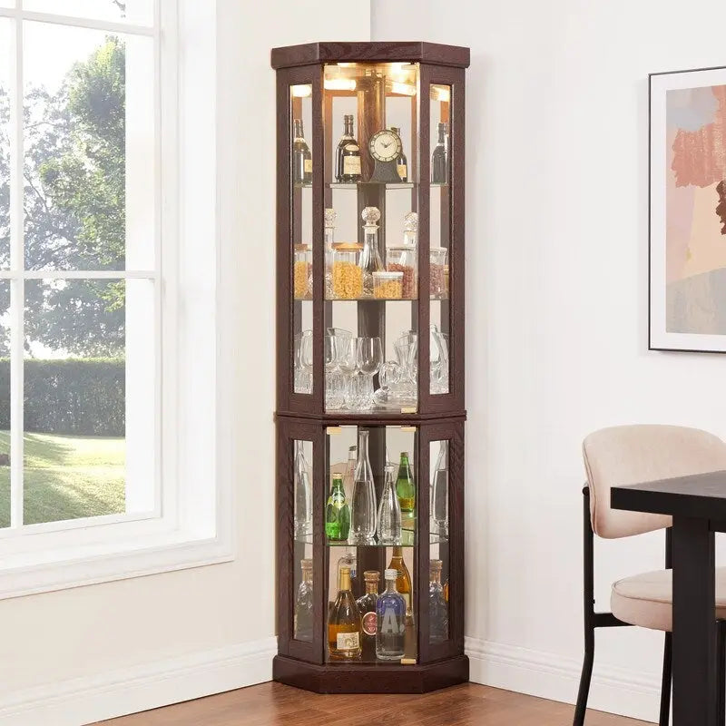 Vitrine d'angle élégante avec éclairage intégré Idéale