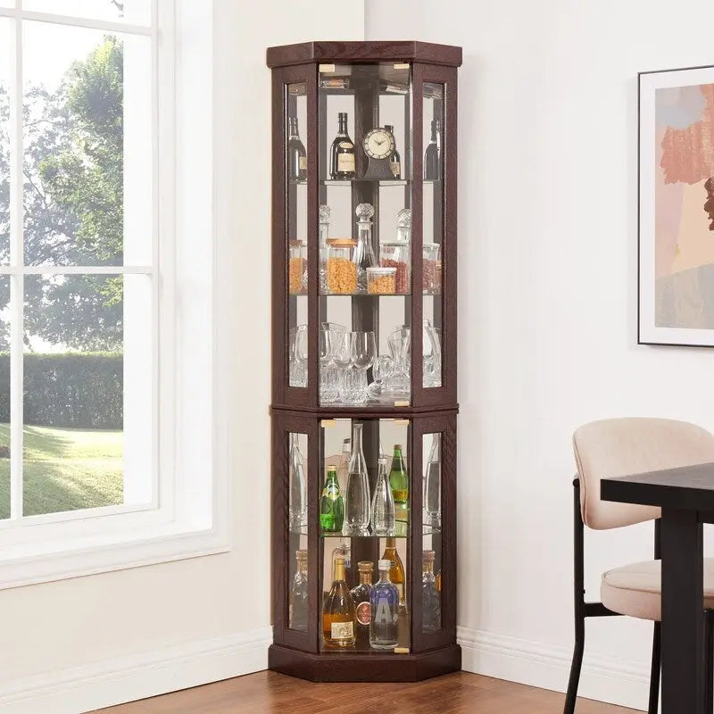 Vitrine d'angle élégante avec éclairage intégré Idéale