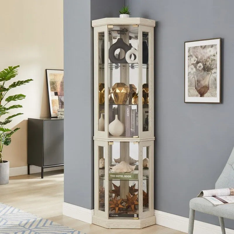 Vitrine d'angle élégante avec éclairage intégré Idéale