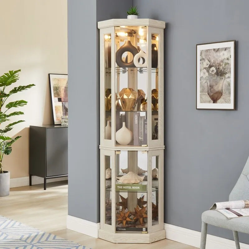 Vitrine d'angle élégante avec éclairage intégré Idéale