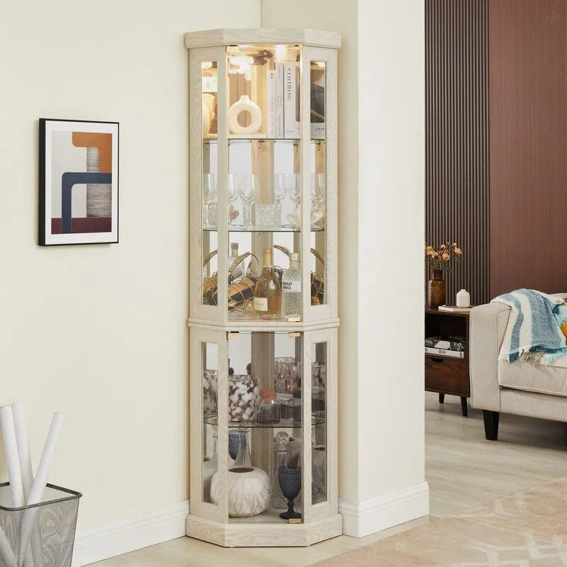 Vitrine d'angle élégante avec éclairage intégré Idéale