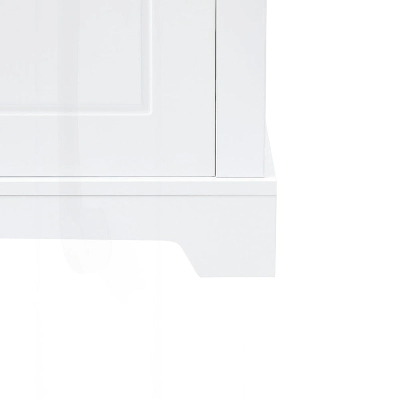 Meuble de salle de bain autoportant polyvalent avec étagères réglables et multiples options de rangement