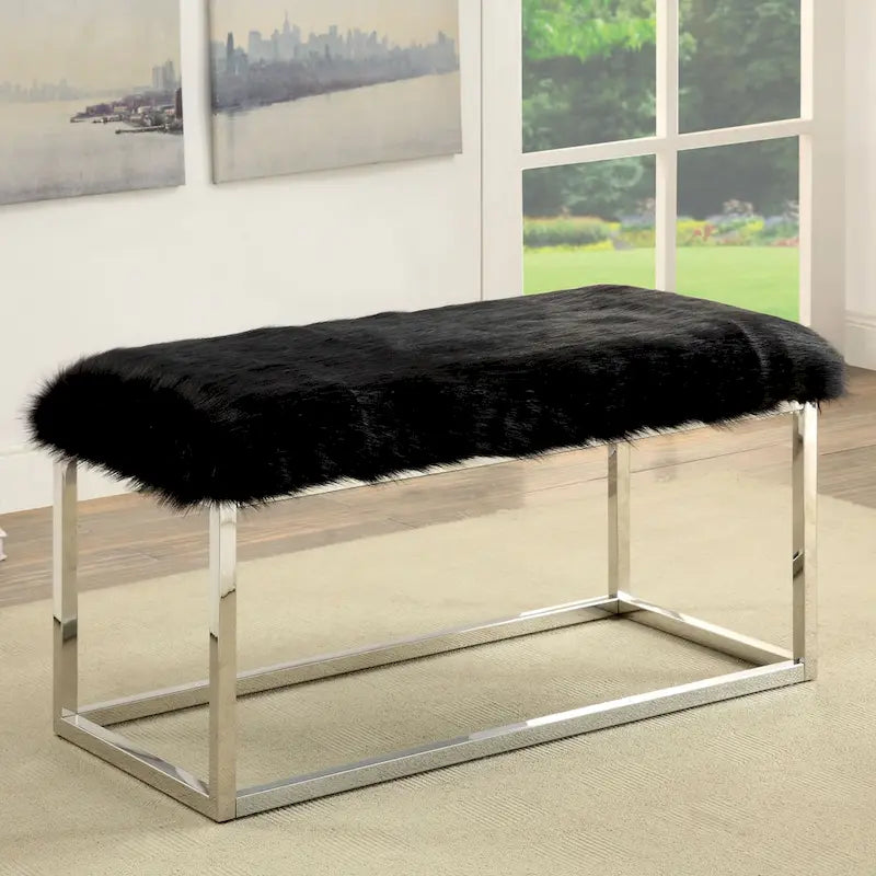 Banc de 100 cm en fausse fourrure
