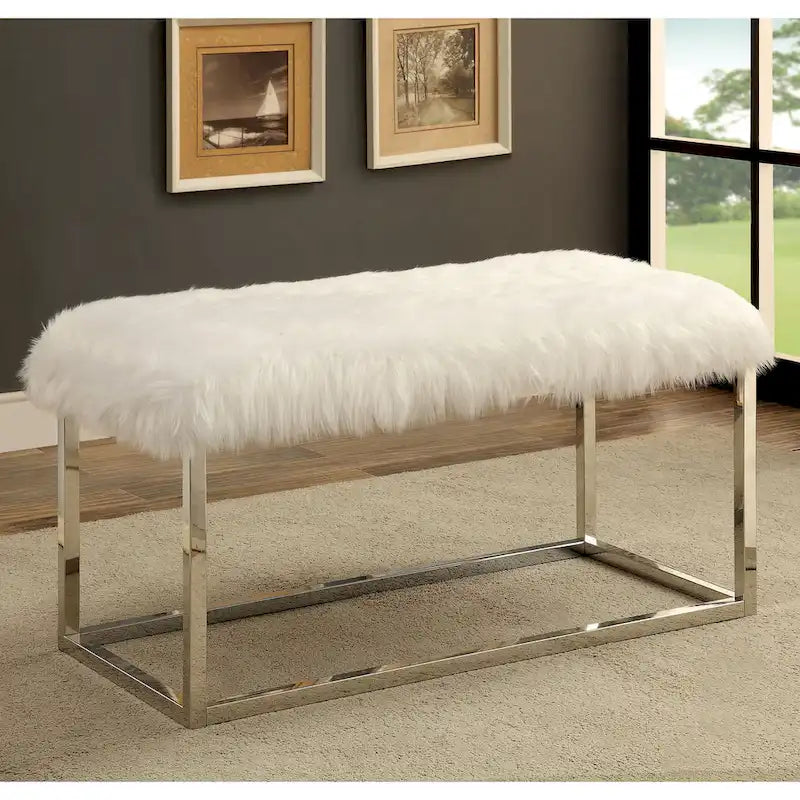 Banc de 100 cm en fausse fourrure