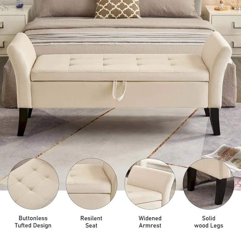 Banc de rangement armé pour entrée de chambre à coucher/salon