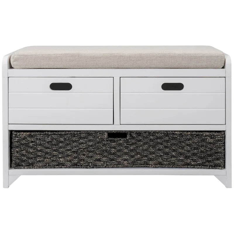 Banc de rangement avec panier amovible et 2 tiroirs
