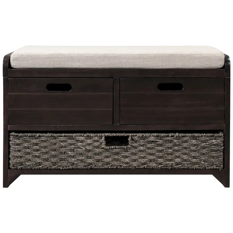 Banc de rangement avec panier amovible et 2 tiroirs