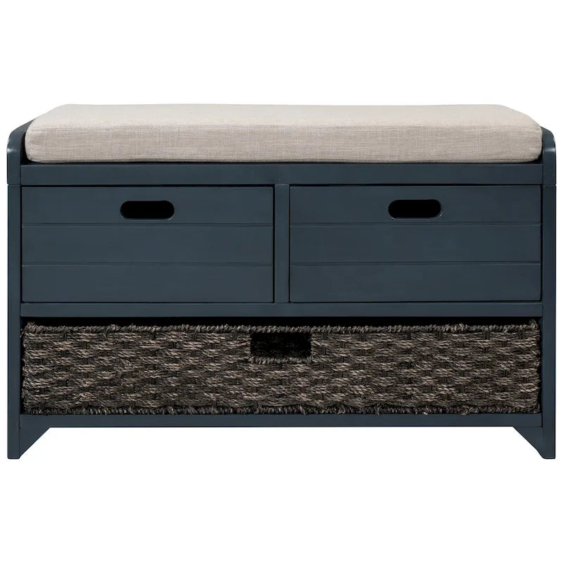 Banc de rangement avec panier amovible et 2 tiroirs
