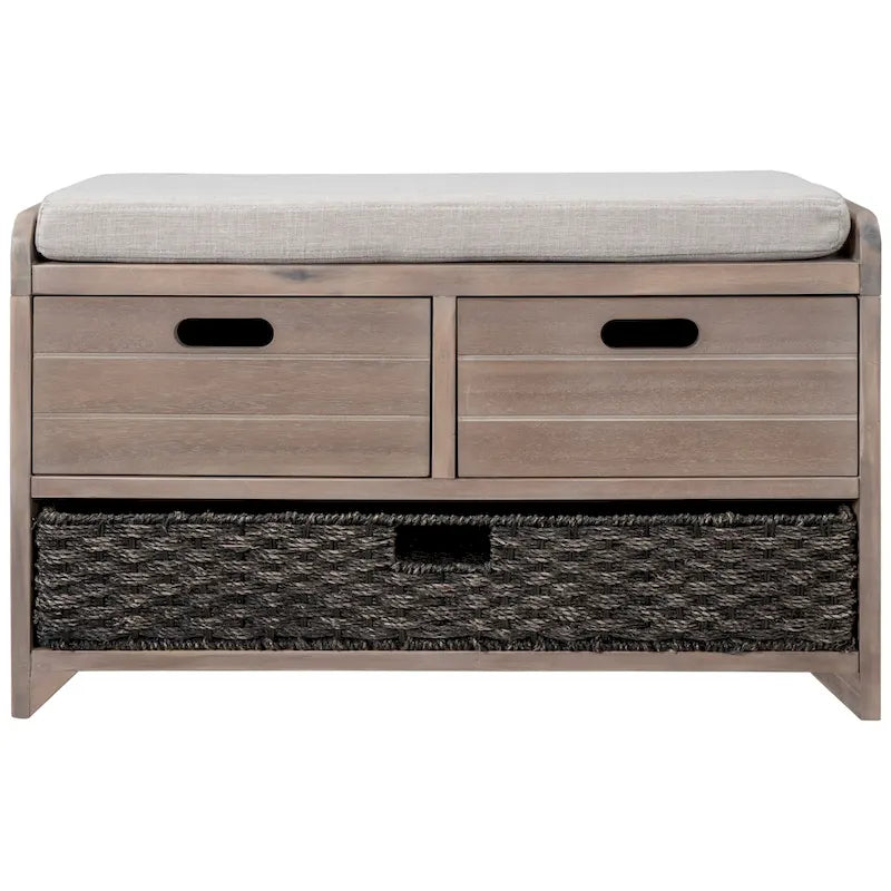 Banc de rangement avec panier amovible et 2 tiroirs