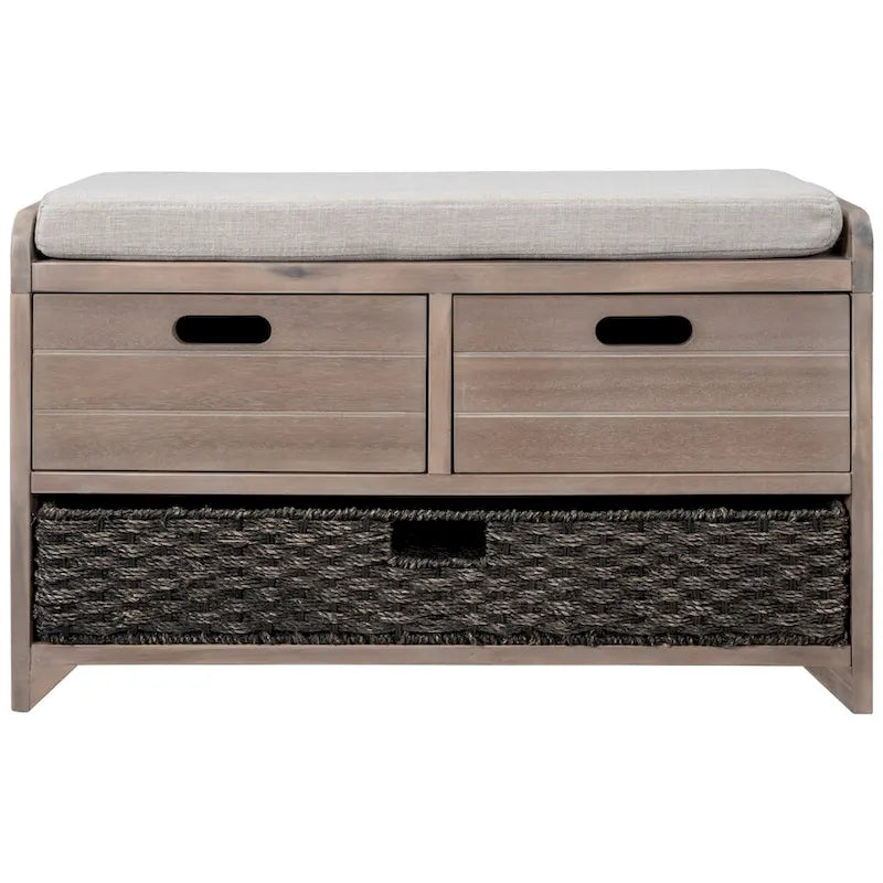 Banc de rangement avec panier amovible et 2 tiroirs
