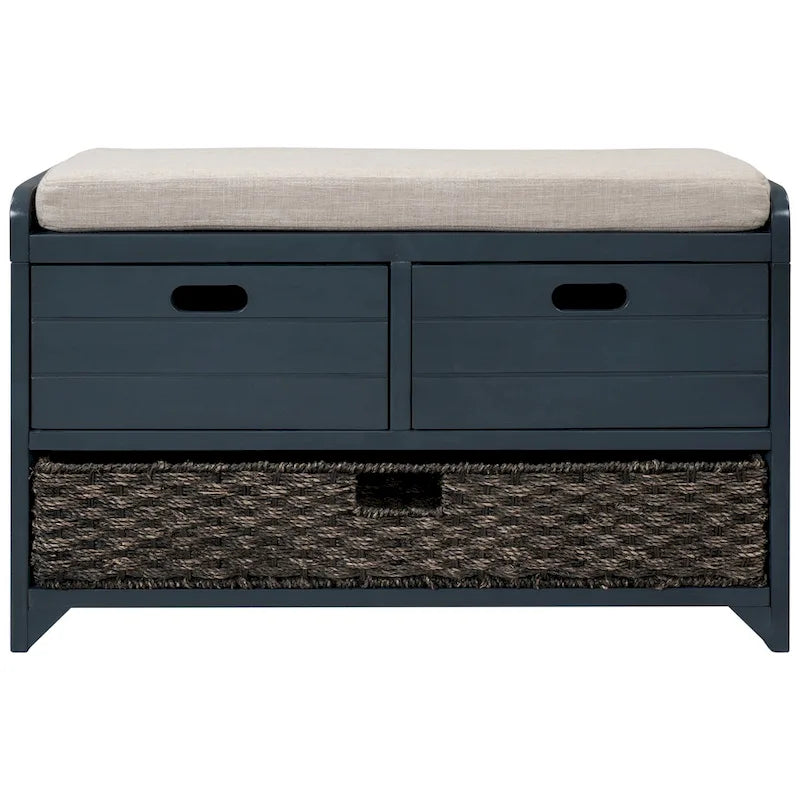 Banc de rangement avec panier amovible et 2 tiroirs