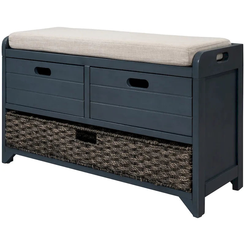 Banc de rangement avec panier amovible et 2 tiroirs