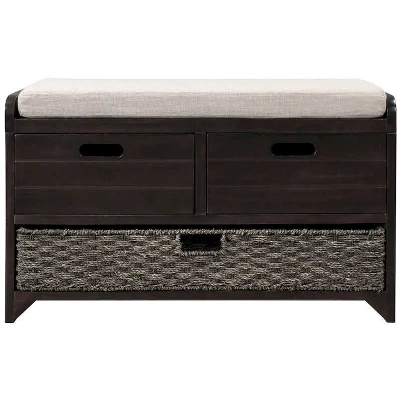 Banc de rangement avec panier amovible et 2 tiroirs