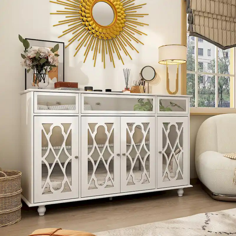 55.1 Accent Storage Cabinet Mirror Sideboard Buffet Cabinet Buffet