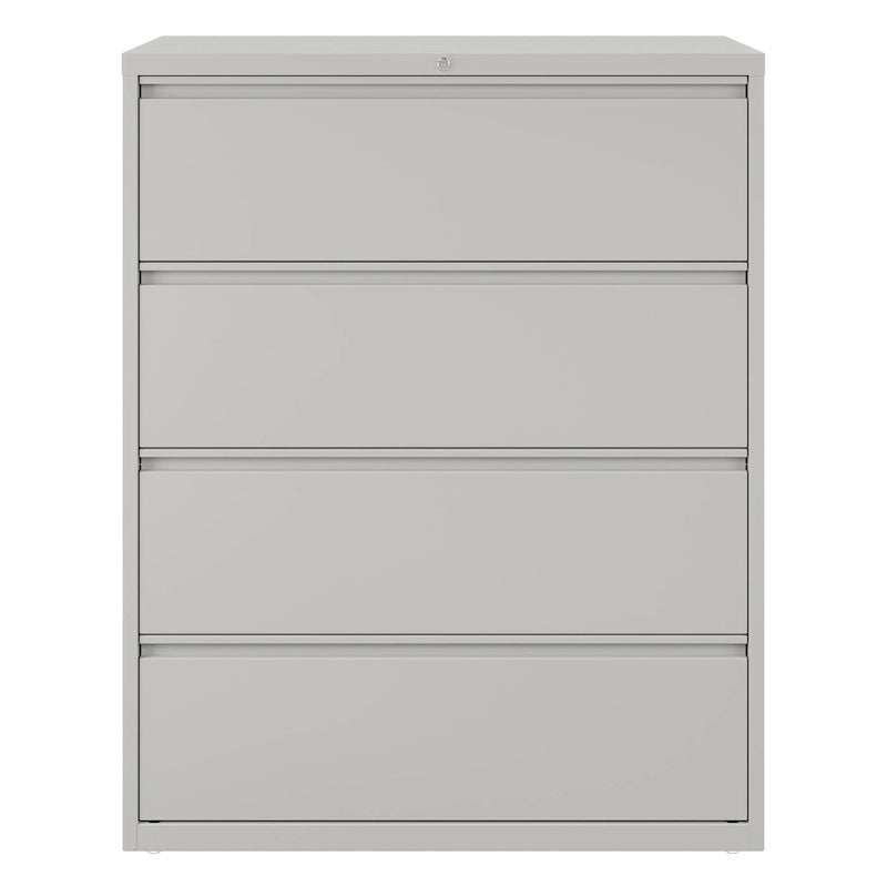 Classeur latéral à 4 tiroirs de 42 po de large, gris clair