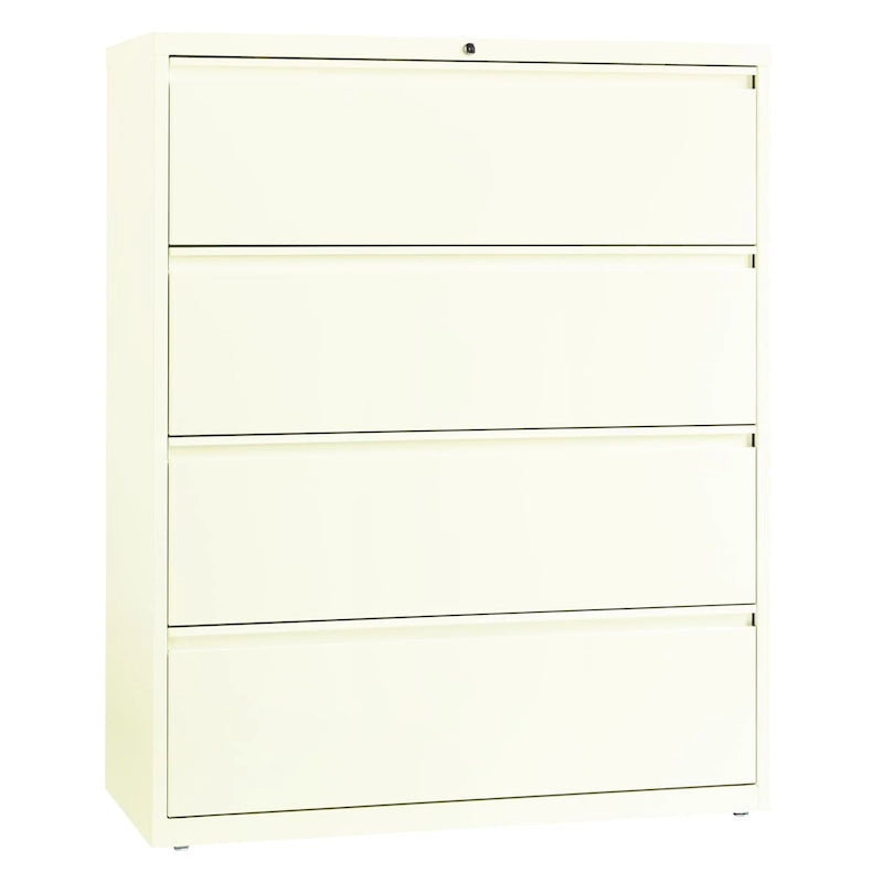 Classeur latéral à 4 tiroirs de 42 po de large, gris clair