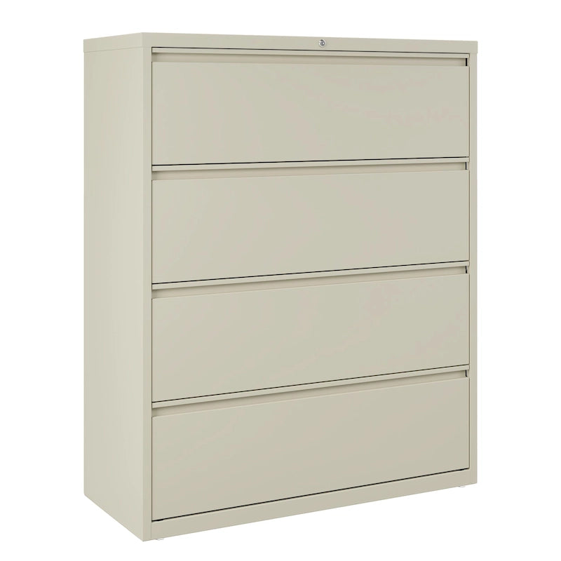 Classeur latéral à 4 tiroirs de 42 po de large, gris clair