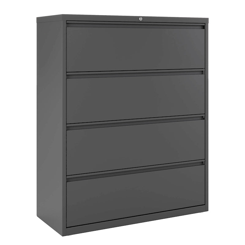 Classeur latéral à 4 tiroirs de 42 po de large, gris clair