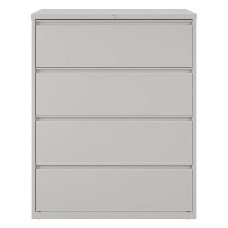 Classeur latéral à 4 tiroirs de 42 po de large, gris clair