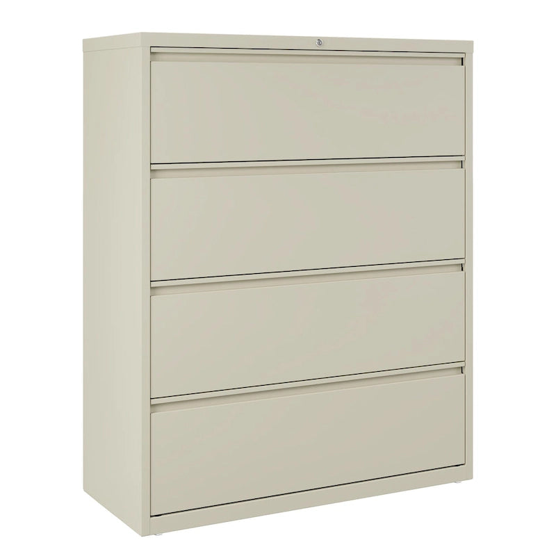 Classeur latéral à 4 tiroirs de 42 po de large, gris clair