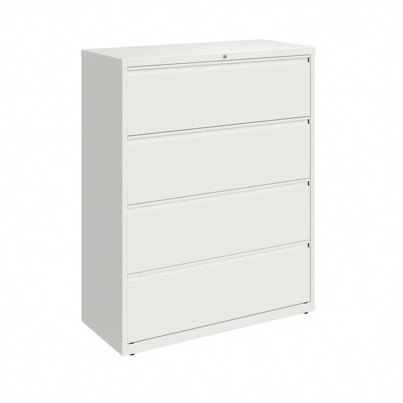 Classeur latéral à 4 tiroirs de 42 po de large, gris clair