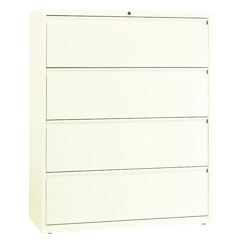Classeur latéral à 4 tiroirs de 42 po de large, gris clair