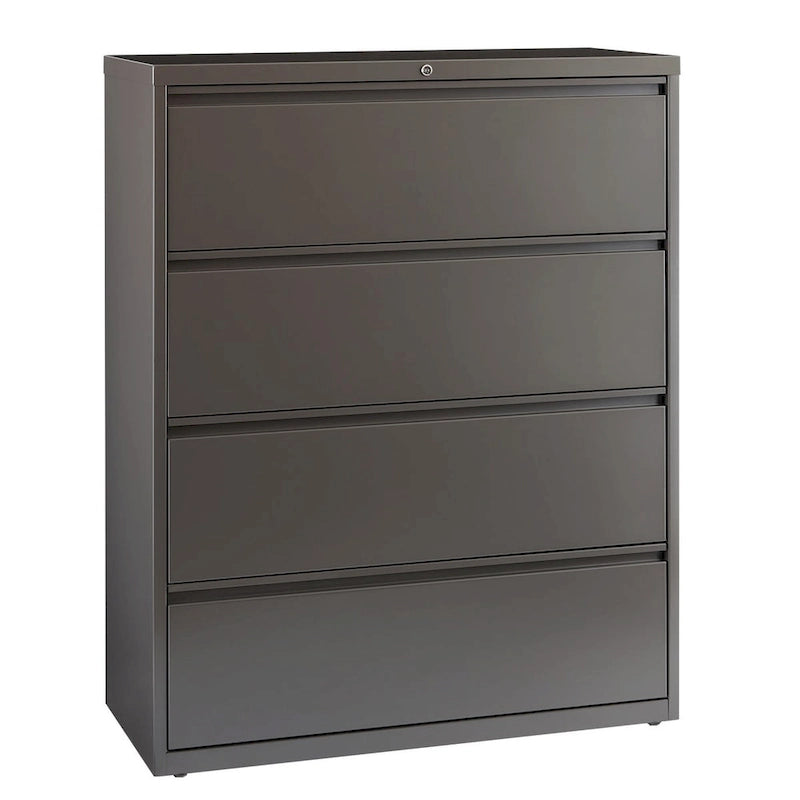 Classeur latéral à 4 tiroirs de 42 po de large, gris clair