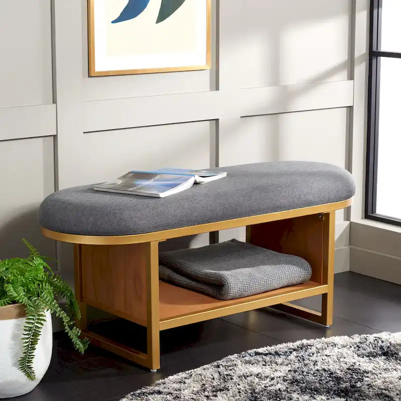 Banc de rangement ouvert avec coussin - 42 L x 15 P x 18 H - 42Lx15Px18H