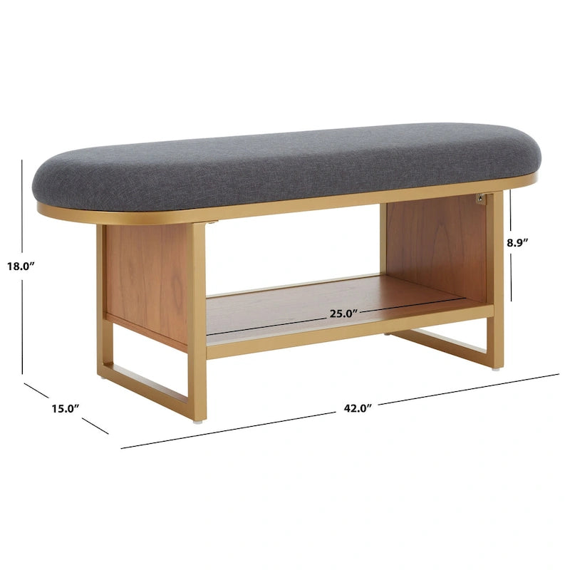 Banc de rangement ouvert avec coussin - 42 L x 15 P x 18 H - 42Lx15Px18H