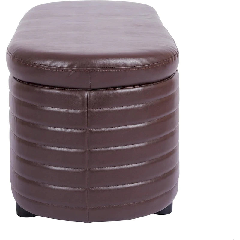 Banc de rangement moderne en cuir synthétique, Pouf capitonné pour entrée