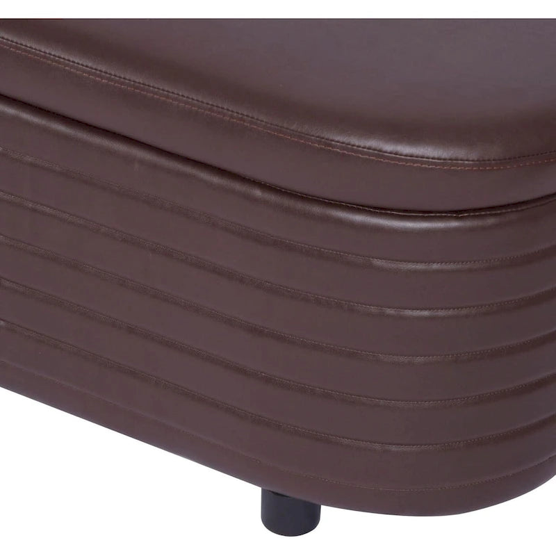 Banc de rangement moderne en cuir synthétique, Pouf capitonné pour entrée
