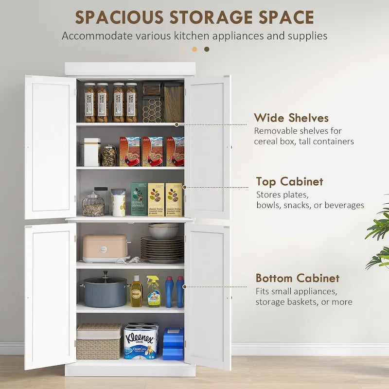 Armoire de rangement autoportante de 184 cm pour cuisine/garde-manger