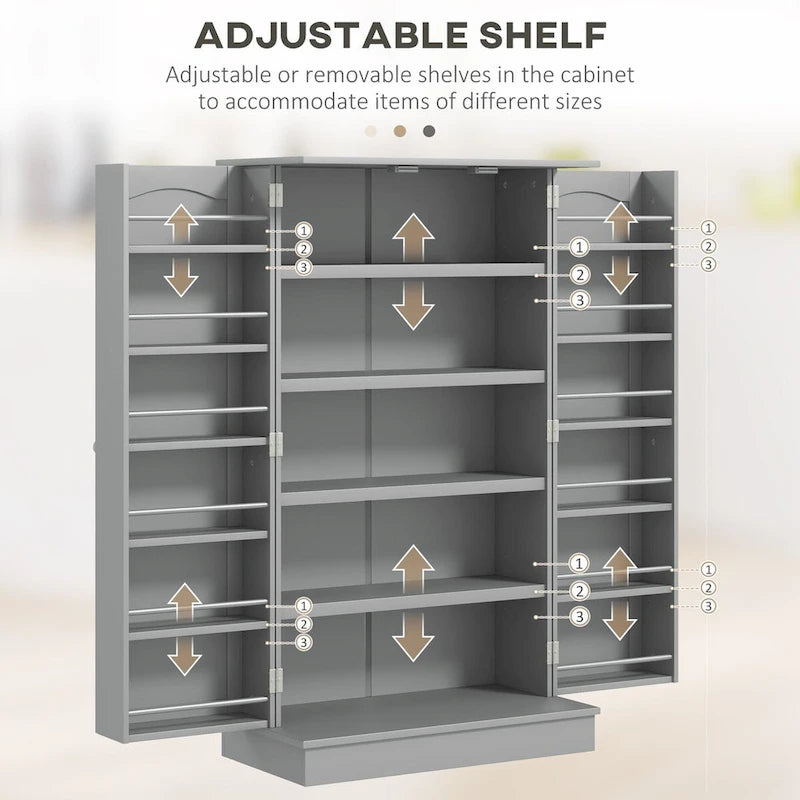 Armoire de rangement autoportante de 184 cm pour cuisine/garde-manger