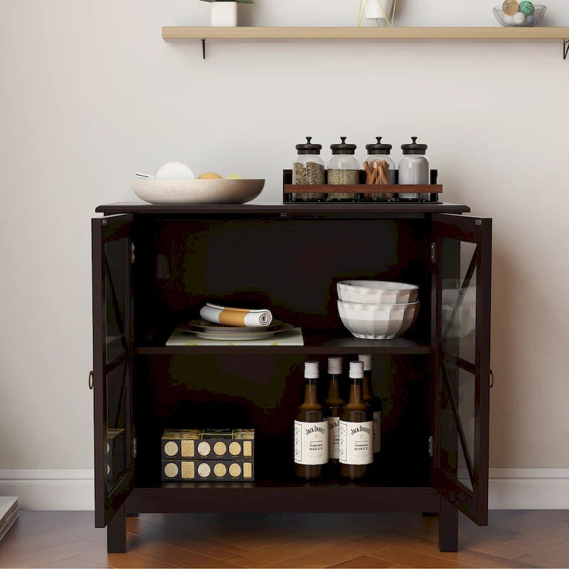 Meuble haut de cuisine avec portes vitrées doubles