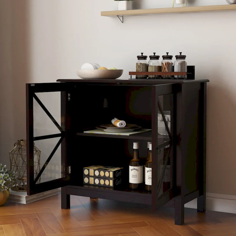 Meuble haut de cuisine avec portes vitrées doubles