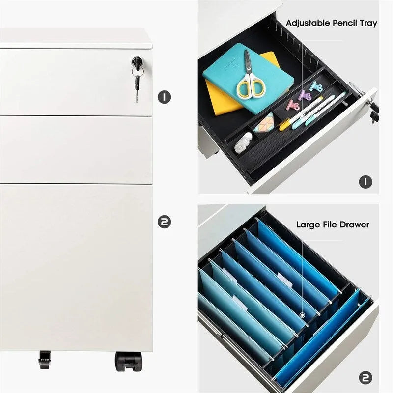 Dessous de bureau à roulettes 3 tiroirs