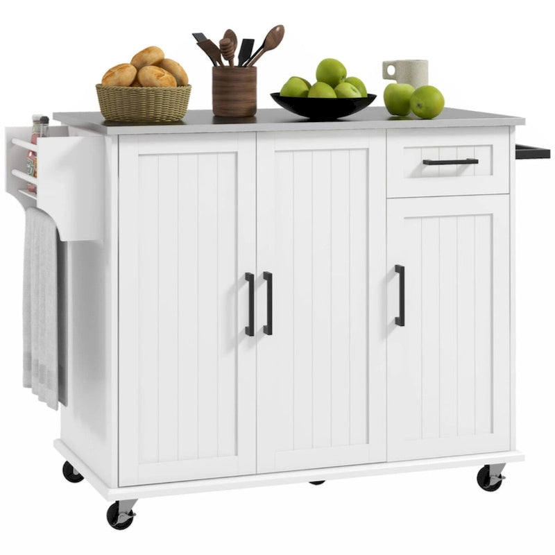Îlot de cuisine avec rangement, Îlot de cuisine roulant sur roulettes avec tiroir